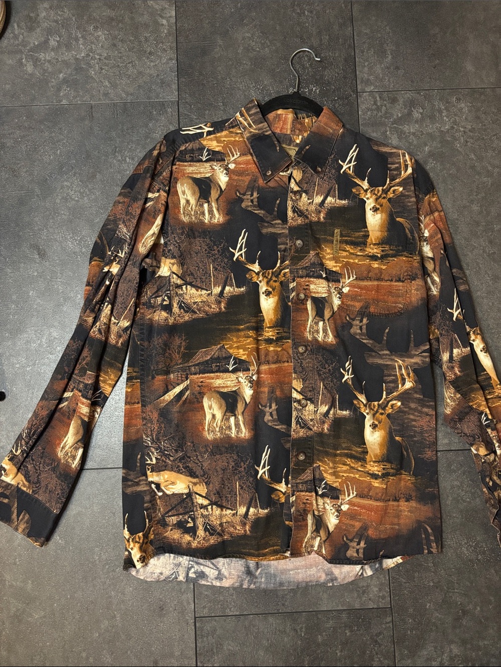 North River All Over Print Deer Hunting Shirt Medium Cabin Gorpcore